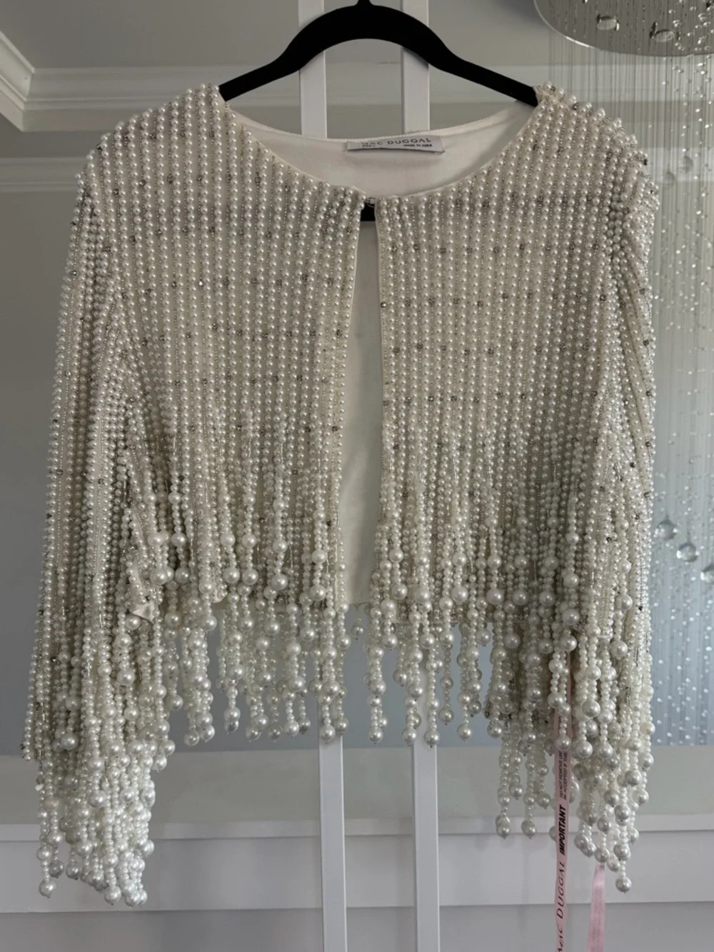 Mac Duggal Pearl Beaded Cropped Jacket - Picture 3 of 3